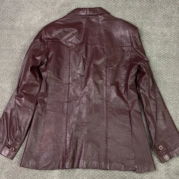 Vintage Wilsons Leather Jacket Blazer Men's 42 Fits 38-40 Burgundy Oxblood 70s - Picture 5 of 14